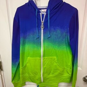 Paris Hilton Blue and Green Ombre Hoodie